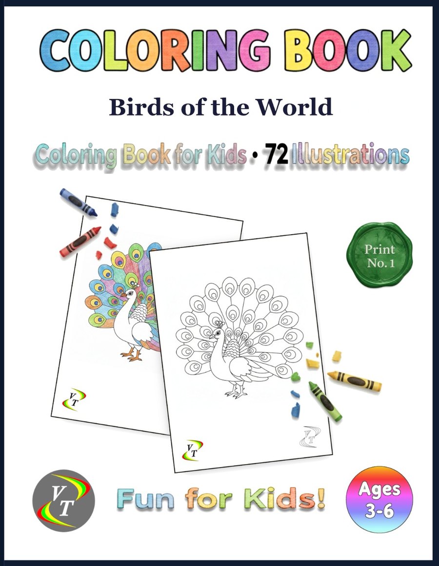 Birds of the World Coloring Book for Kids — Book 1 cover