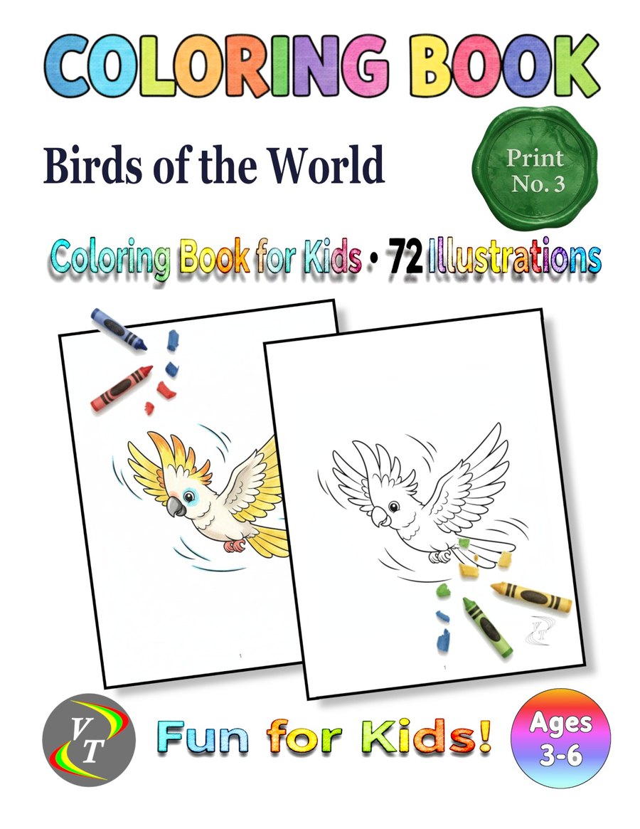 Birds of the World Coloring Book for Kids — Book 3 cover